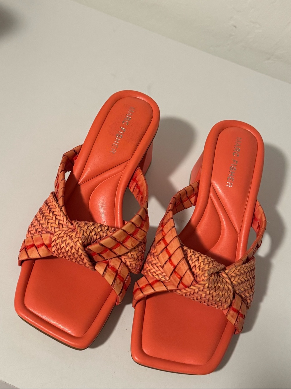 Marc Fisher Braided Coral/Orange Slide Mules - Picture 7 of 8